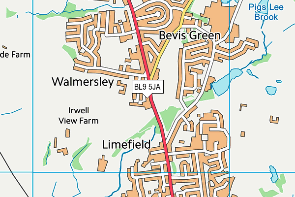 BL9 5JA map - OS VectorMap District (Ordnance Survey)