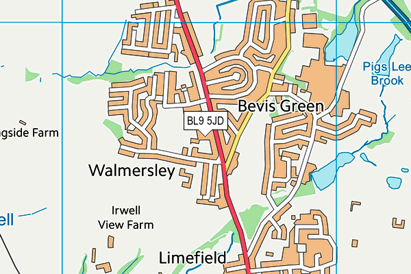 BL9 5JD map - OS VectorMap District (Ordnance Survey)