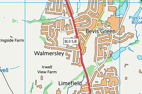BL9 5JE map - OS VectorMap District (Ordnance Survey)