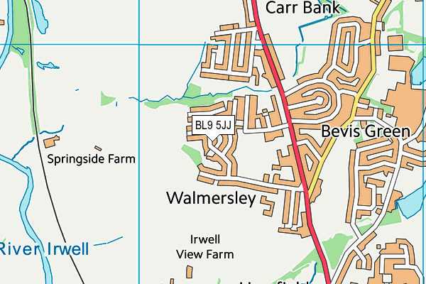 BL9 5JJ map - OS VectorMap District (Ordnance Survey)