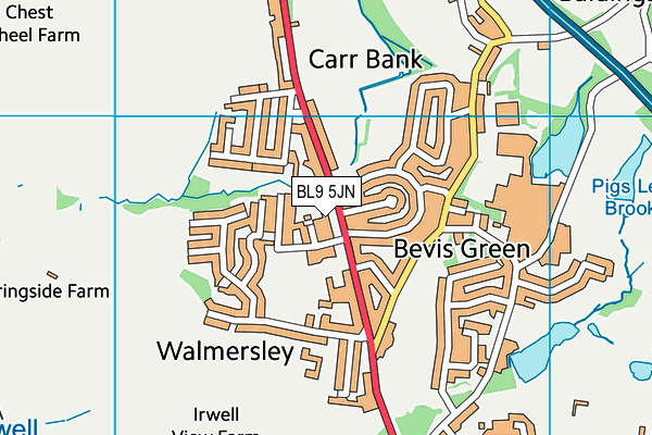 BL9 5JN map - OS VectorMap District (Ordnance Survey)
