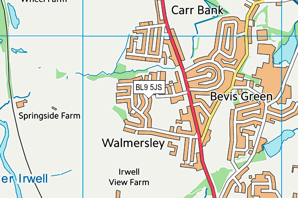 BL9 5JS map - OS VectorMap District (Ordnance Survey)