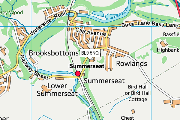 Brooksbottom Cricket Club map (BL9 5NQ) - OS VectorMap District (Ordnance Survey)
