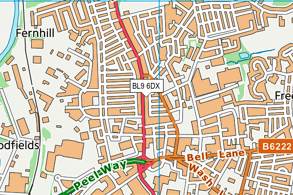 BL9 6DX map - OS VectorMap District (Ordnance Survey)