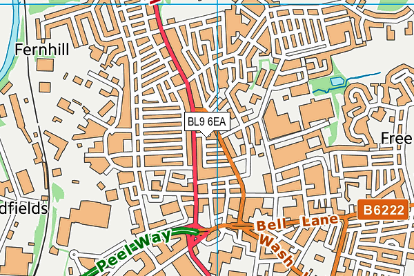 BL9 6EA map - OS VectorMap District (Ordnance Survey)