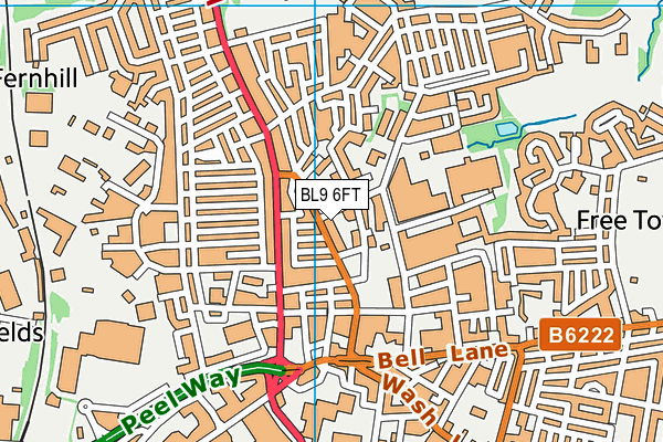 BL9 6FT map - OS VectorMap District (Ordnance Survey)