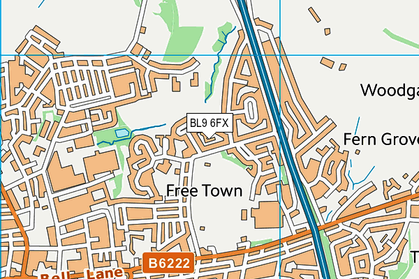 BL9 6FX map - OS VectorMap District (Ordnance Survey)