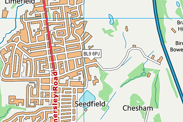 BL9 6PJ map - OS VectorMap District (Ordnance Survey)