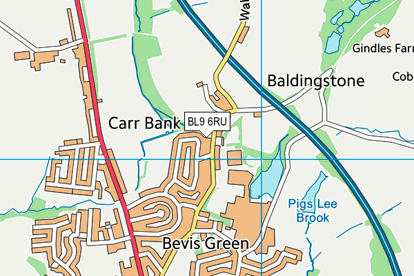 BL9 6RU map - OS VectorMap District (Ordnance Survey)