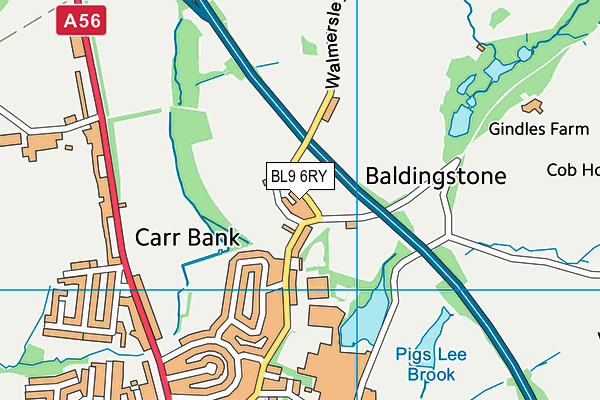 BL9 6RY map - OS VectorMap District (Ordnance Survey)