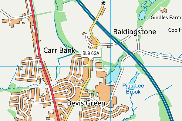 BL9 6SA map - OS VectorMap District (Ordnance Survey)