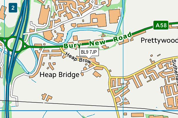 Heap Bridge Village Primary School map (BL9 7JP) - OS VectorMap District (Ordnance Survey)