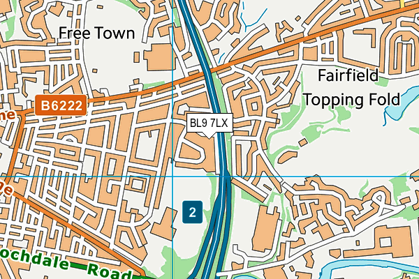 BL9 7LX map - OS VectorMap District (Ordnance Survey)