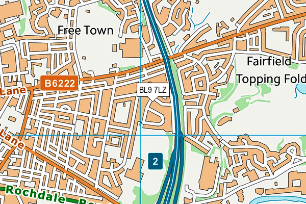 BL9 7LZ map - OS VectorMap District (Ordnance Survey)