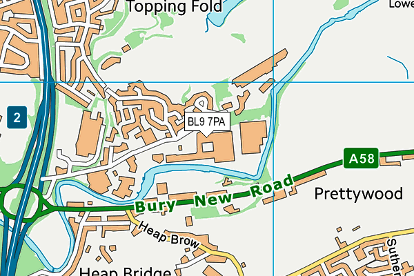 BL9 7PA map - OS VectorMap District (Ordnance Survey)