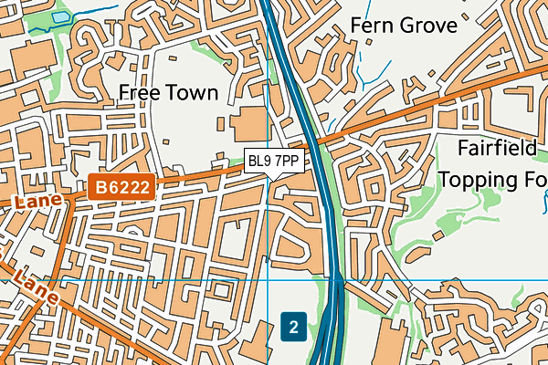 BL9 7PP map - OS VectorMap District (Ordnance Survey)