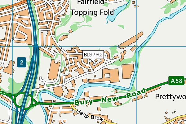 BL9 7PQ map - OS VectorMap District (Ordnance Survey)