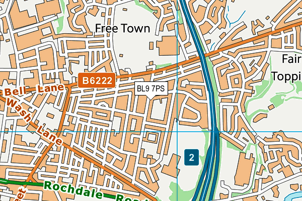 BL9 7PS map - OS VectorMap District (Ordnance Survey)