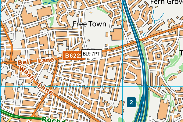BL9 7PT map - OS VectorMap District (Ordnance Survey)