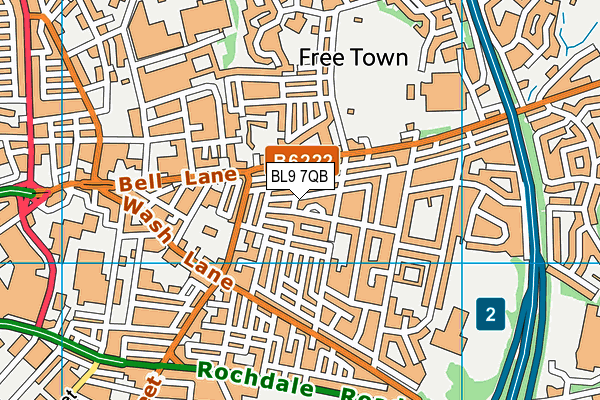 BL9 7QB map - OS VectorMap District (Ordnance Survey)