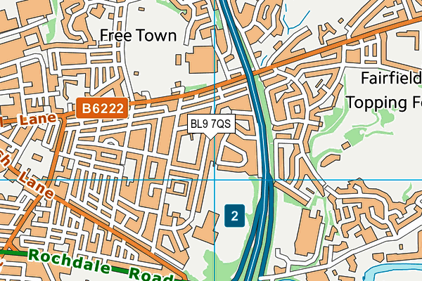 BL9 7QS map - OS VectorMap District (Ordnance Survey)