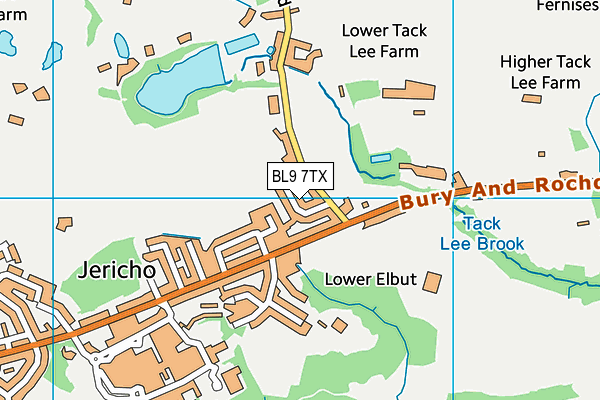 BL9 7TX map - OS VectorMap District (Ordnance Survey)