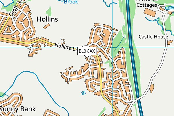 BL9 8AX map - OS VectorMap District (Ordnance Survey)