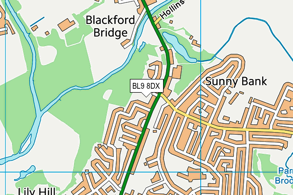 BL9 8DX map - OS VectorMap District (Ordnance Survey)