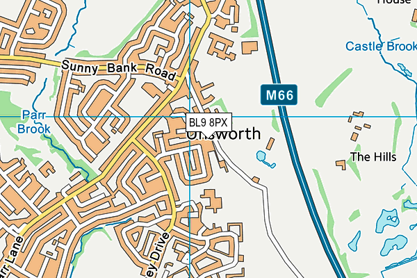BL9 8PX map - OS VectorMap District (Ordnance Survey)