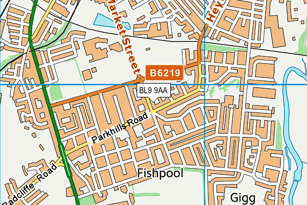 BL9 9AA map - OS VectorMap District (Ordnance Survey)