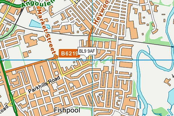 BL9 9AF map - OS VectorMap District (Ordnance Survey)