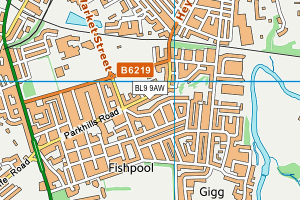 BL9 9AW map - OS VectorMap District (Ordnance Survey)