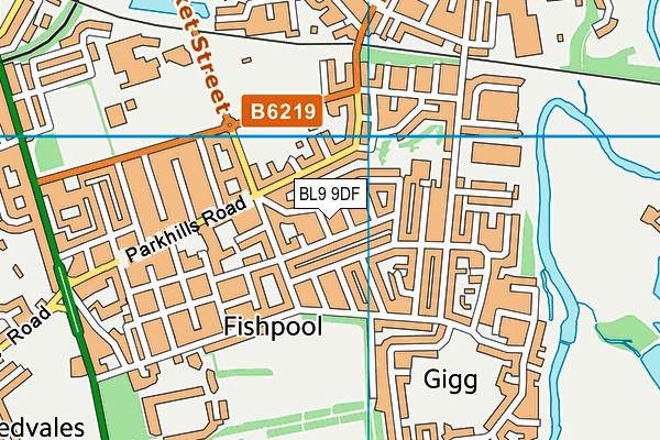 BL9 9DF map - OS VectorMap District (Ordnance Survey)