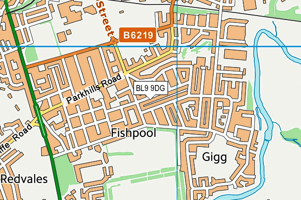 BL9 9DG map - OS VectorMap District (Ordnance Survey)