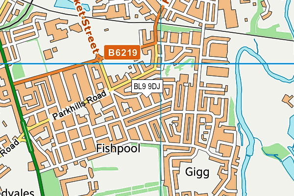 BL9 9DJ map - OS VectorMap District (Ordnance Survey)
