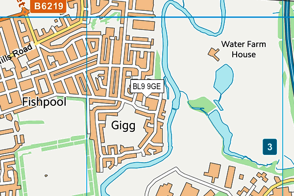 BL9 9GE map - OS VectorMap District (Ordnance Survey)