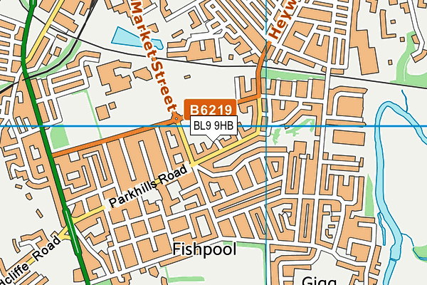 BL9 9HB map - OS VectorMap District (Ordnance Survey)