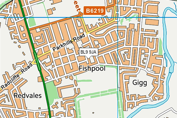 BL9 9JA map - OS VectorMap District (Ordnance Survey)