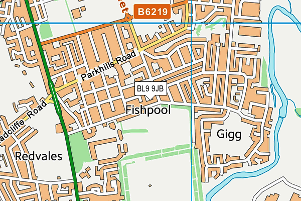 BL9 9JB map - OS VectorMap District (Ordnance Survey)