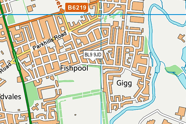BL9 9JD map - OS VectorMap District (Ordnance Survey)