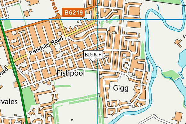 BL9 9JF map - OS VectorMap District (Ordnance Survey)