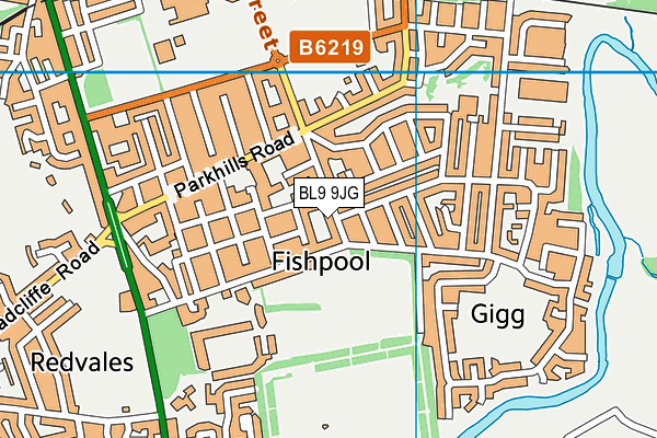 BL9 9JG map - OS VectorMap District (Ordnance Survey)