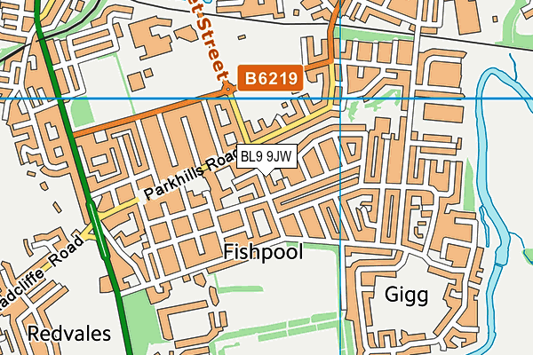 BL9 9JW map - OS VectorMap District (Ordnance Survey)