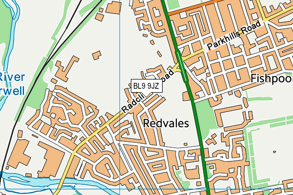 BL9 9JZ map - OS VectorMap District (Ordnance Survey)