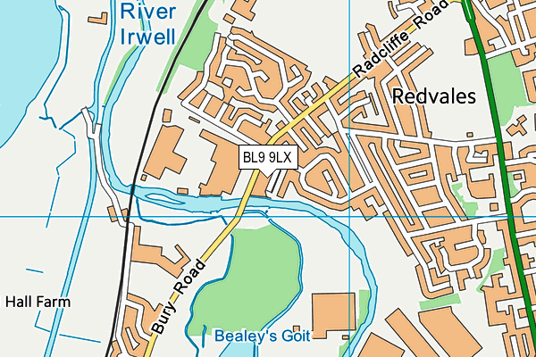 BL9 9LX map - OS VectorMap District (Ordnance Survey)