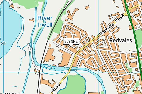 BL9 9NE map - OS VectorMap District (Ordnance Survey)