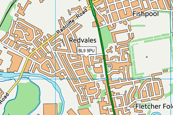 Mancester Road Playing Field map (BL9 9PU) - OS VectorMap District (Ordnance Survey)