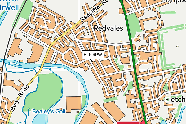 St Peters C Of E Primary School map (BL9 9PW) - OS VectorMap District (Ordnance Survey)