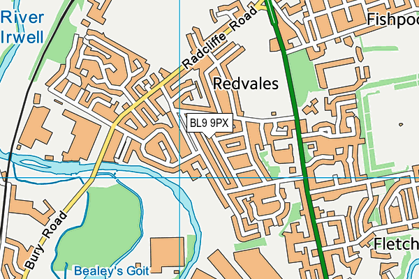 BL9 9PX map - OS VectorMap District (Ordnance Survey)