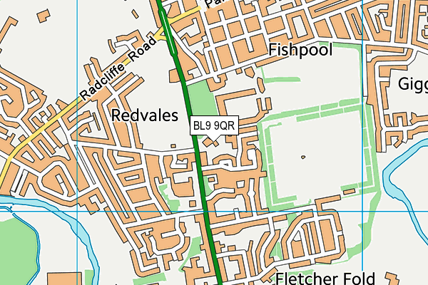 BL9 9QR map - OS VectorMap District (Ordnance Survey)